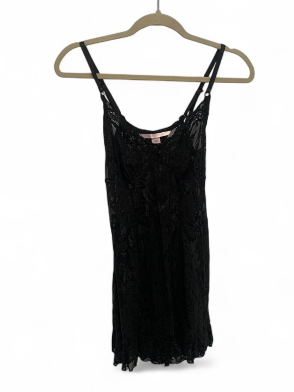 Y2K Victoria's Secret Black Lace Sheer Chemise Slip